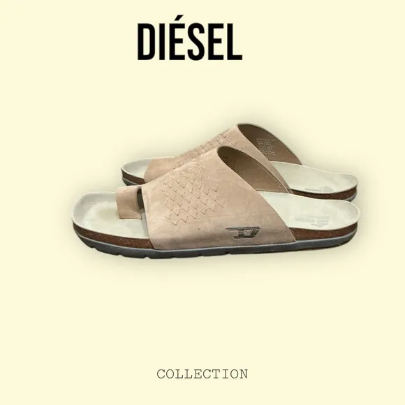 mens beige leather Diesel dasilva sandals size 12