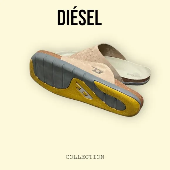 mens beige leather Diesel dasilva sandals size 12