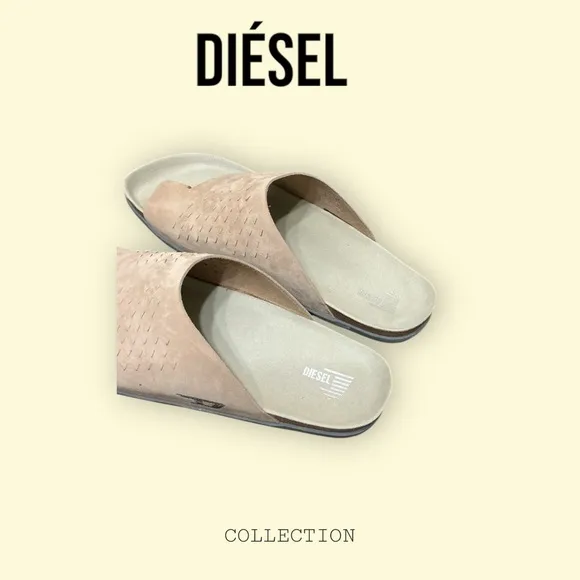 mens beige leather Diesel dasilva sandals size 12