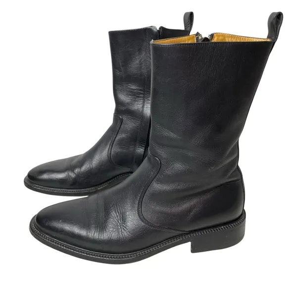 Men's Black Leather Side Zipper Ankle Authentic Gucci Boots - US Size 10.5 Wide