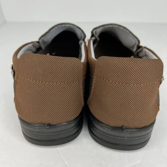 Mens Brown and Gray Breathable Casual Soft Soled Slip On Size 7.5 Loafers