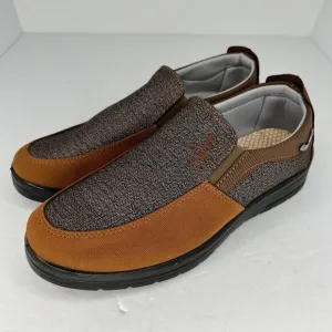 Mens Brown and Gray Breathable Casual Soft Soled Slip On Size 7.5 Loafers