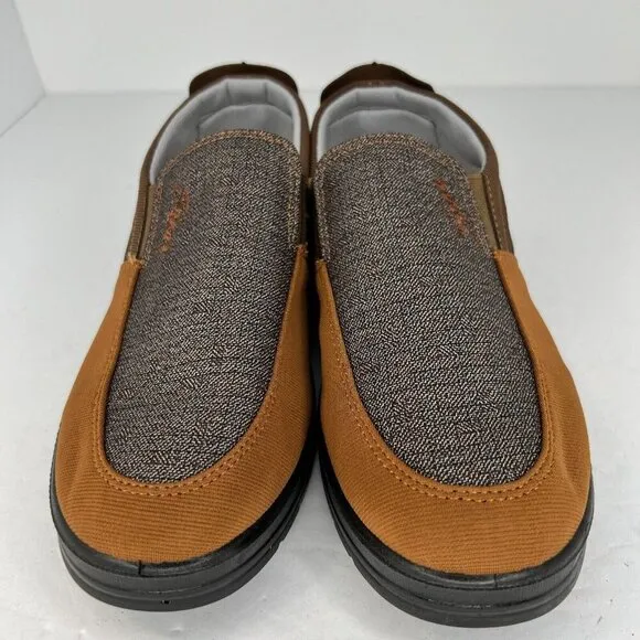 Mens Brown and Gray Breathable Casual Soft Soled Slip On Size 7.5 Loafers
