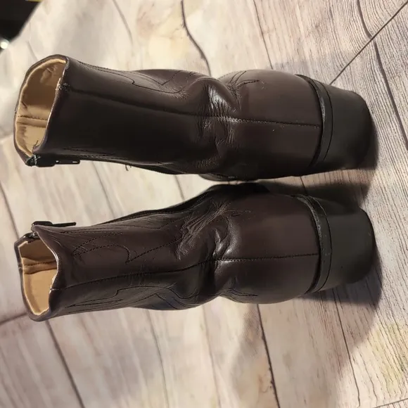 Men's Brown Leather Long Haul side zip ankle cowboy boots size 8