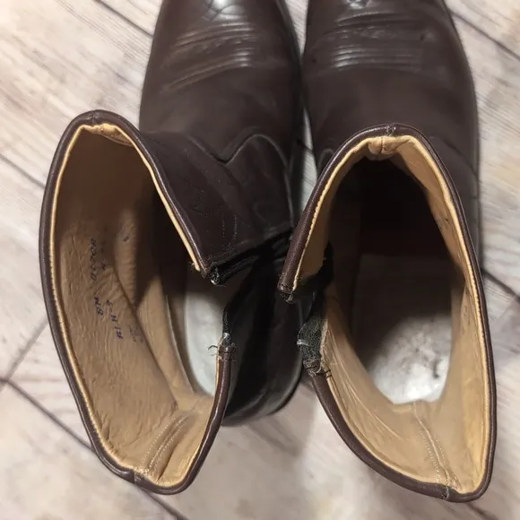Men's Brown Leather Long Haul side zip ankle cowboy boots size 8