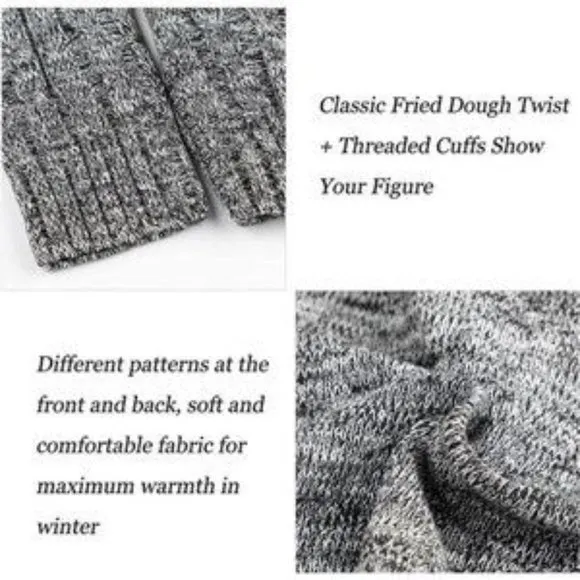 Men's Cardigan Sweater Cable Knitted Slim Fit Grey​