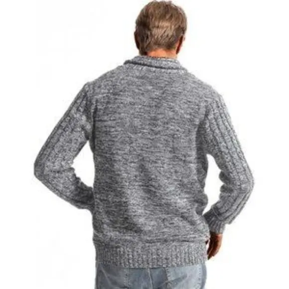 Men's Cardigan Sweater Cable Knitted Slim Fit Grey​