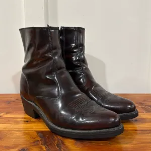 Men's Cherry Leather Side Zip Western Boots 9EW