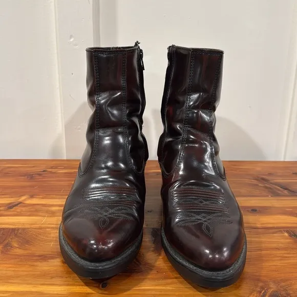 Men's Cherry Leather Side Zip Western Boots 9EW