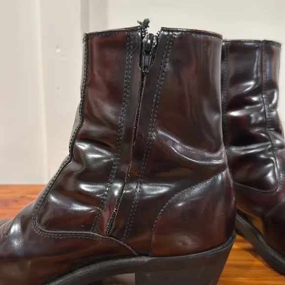 Men's Cherry Leather Side Zip Western Boots 9EW