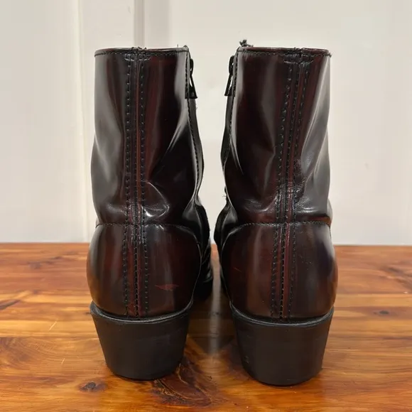 Men's Cherry Leather Side Zip Western Boots 9EW