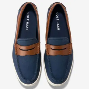 Men’s COLE HAAN Nantucket penny loafers- navy canvas/leather. Size 11