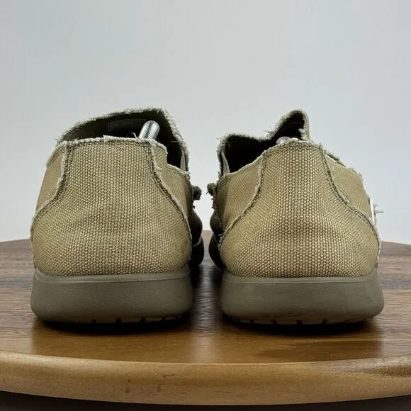 Mens Crocs Santa Cruz Khaki Tan Canvas Casual Distressed Loafers Shoes Size 13 D