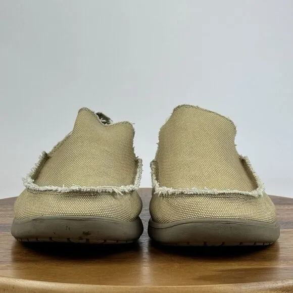 Mens Crocs Santa Cruz Khaki Tan Canvas Casual Distressed Loafers Shoes Size 13 D