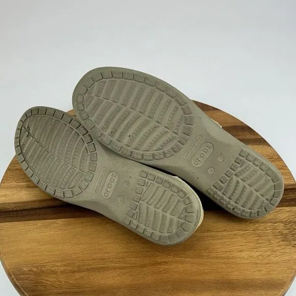 Mens Crocs Santa Cruz Khaki Tan Canvas Casual Distressed Loafers Shoes Size 13 D