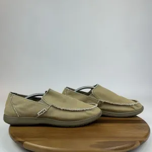 Mens Crocs Santa Cruz Khaki Tan Canvas Casual Distressed Loafers Shoes Size 13 D