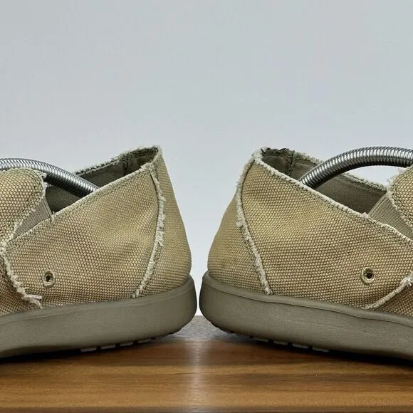 Mens Crocs Santa Cruz Khaki Tan Canvas Casual Distressed Loafers Shoes Size 13 D