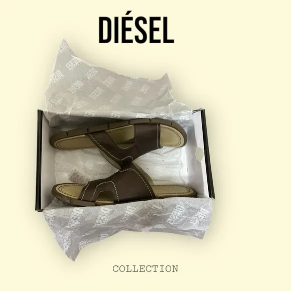 Mens Diesel brown leather sandals size 11