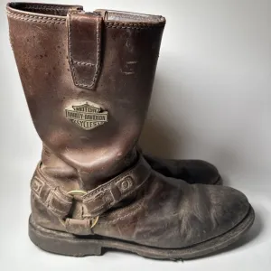 Mens Harley Davidson Josh Brown Suede Leather Side Zip Riding Boots Size 9.5M