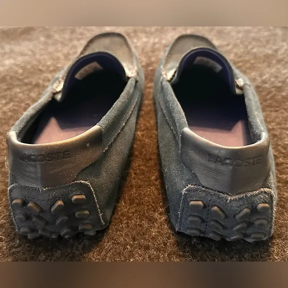 Men's Lacoste Concours Navy Blue Suede Craft Leather Tonal Driving Loafers
