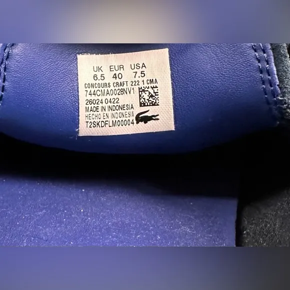 Men's Lacoste Concours Navy Blue Suede Craft Leather Tonal Driving Loafers