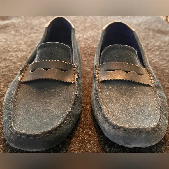 Men's Lacoste Concours Navy Blue Suede Craft Leather Tonal Driving Loafers