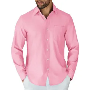 Mens Long Sleeve Button Down Shirt Casual Untucked Shirts for Men