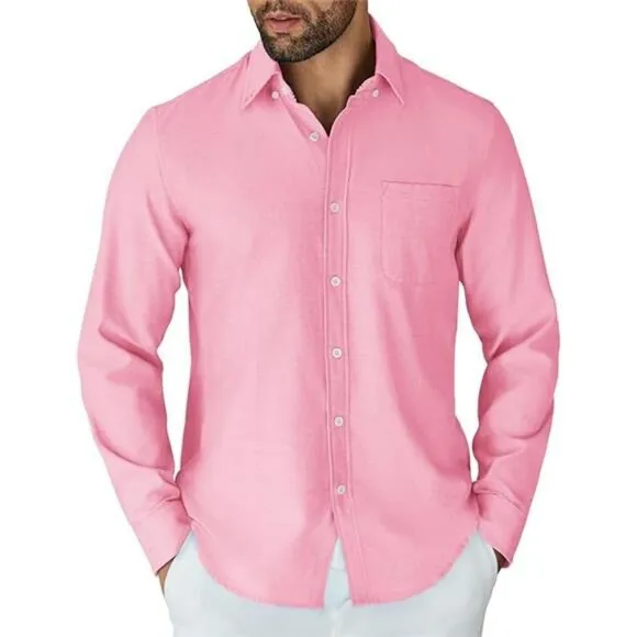 Mens Long Sleeve Button Down Shirt Casual Untucked Shirts for Men
