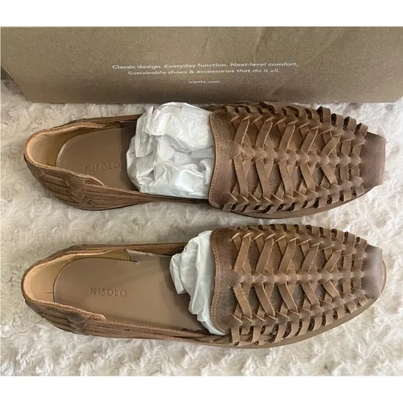 Men's Nisolo Huarache Brown Leather Loafers NEW