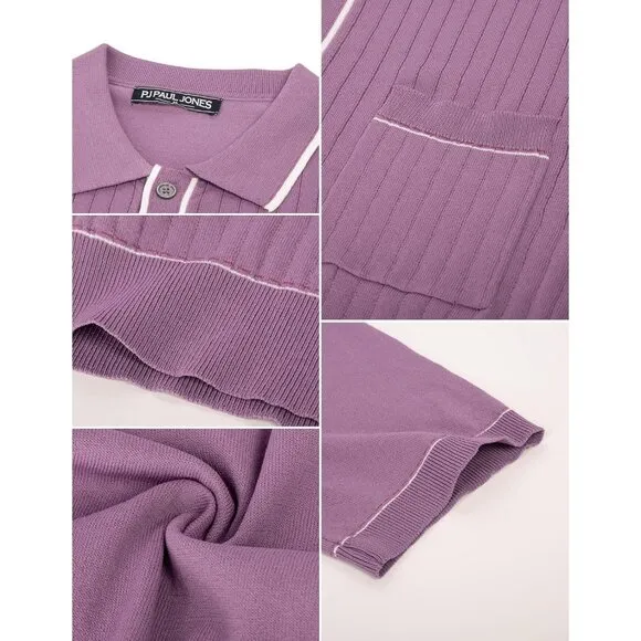 Mens Retro Short Sleeve Button Down Polo Shirts