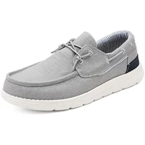 Men’s Slip-on Canvas Loafers Casual Boat Shoes, Gray
