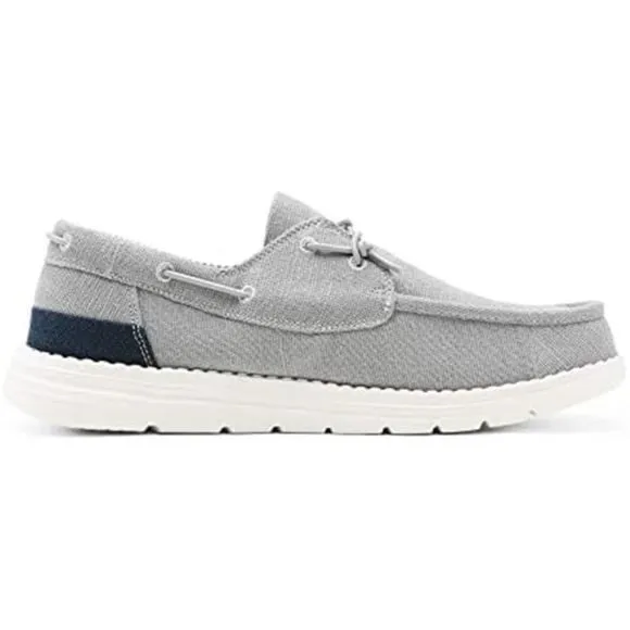 Men’s Slip-on Canvas Loafers Casual Boat Shoes, Gray