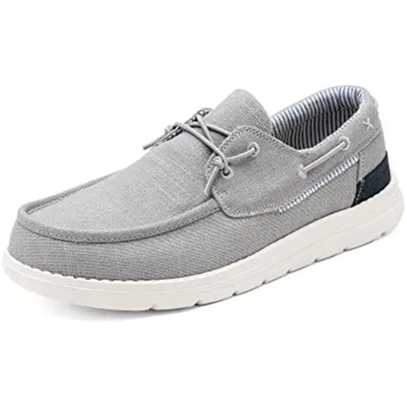 Men’s Slip-on Canvas Loafers Casual Boat Shoes, Gray