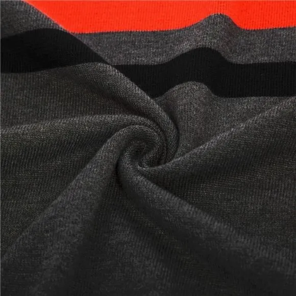 Men's Striped Pullover Sweater Crewneck Contrast Fine Knitted Sweater