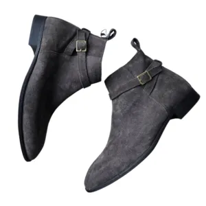 Men's Zara Buckle Leather Suede Chelsea Boots