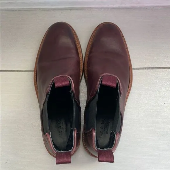 Men's Burgundy Leather Chelsea Boots