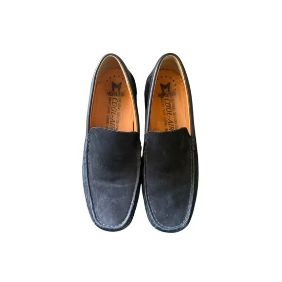 Mephisto Baduard Mens Black Cool Air Nubuck Leather Slip On Loafers Size 10