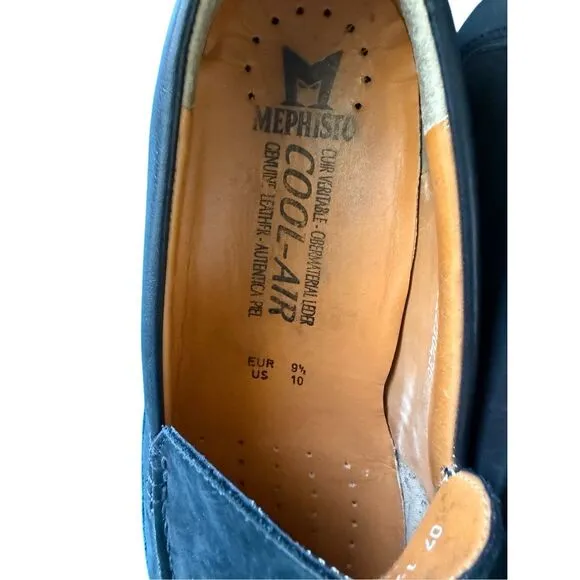 Mephisto Baduard Mens Black Cool Air Nubuck Leather Slip On Loafers Size 10