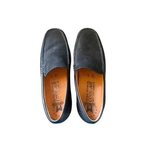 Mephisto Baduard Mens Black Cool Air Nubuck Leather Slip On Loafers Size 10