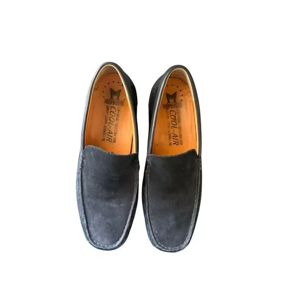 Mephisto Baduard Mens Black Cool Air Nubuck Leather Slip On Loafers Size 10
