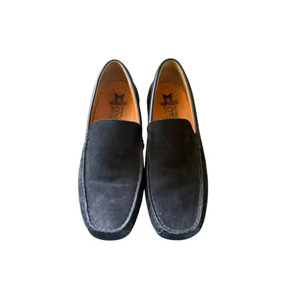 Mephisto Baduard Mens Black Cool Air Nubuck Leather Slip On Loafers Size 10