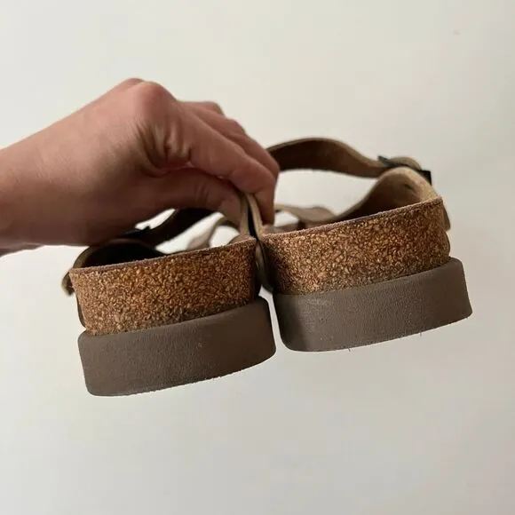Mephisto Helen Slides Gold Leather Sandals Size 39 / 9