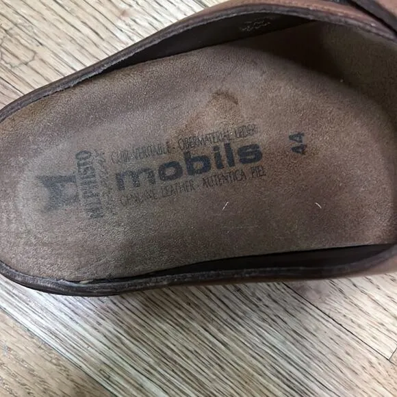 MEPHISTO MOBILS LEATHER BROWN SANDALS SIZE 44‎