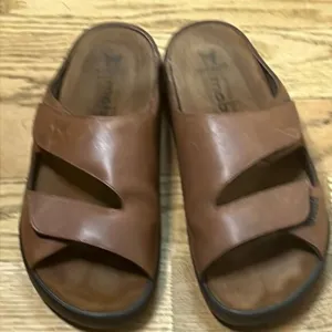 MEPHISTO MOBILS LEATHER BROWN SANDALS SIZE 44‎