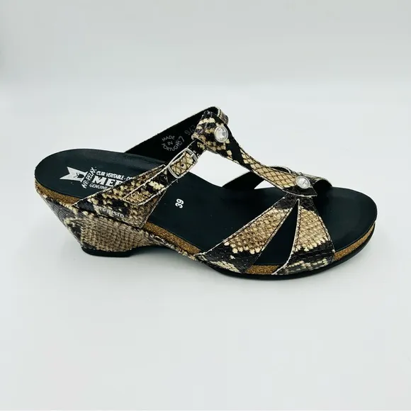 Mephisto shoes Nazili wedge sandals snakeskin pattern leather women size EU 39