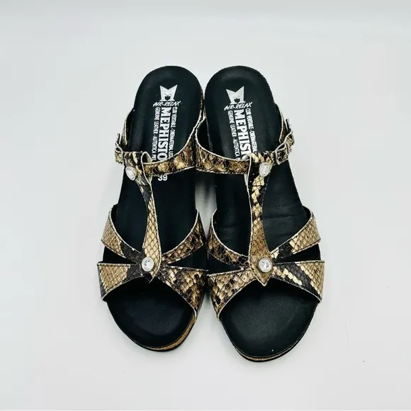 Mephisto shoes Nazili wedge sandals snakeskin pattern leather women size EU 39