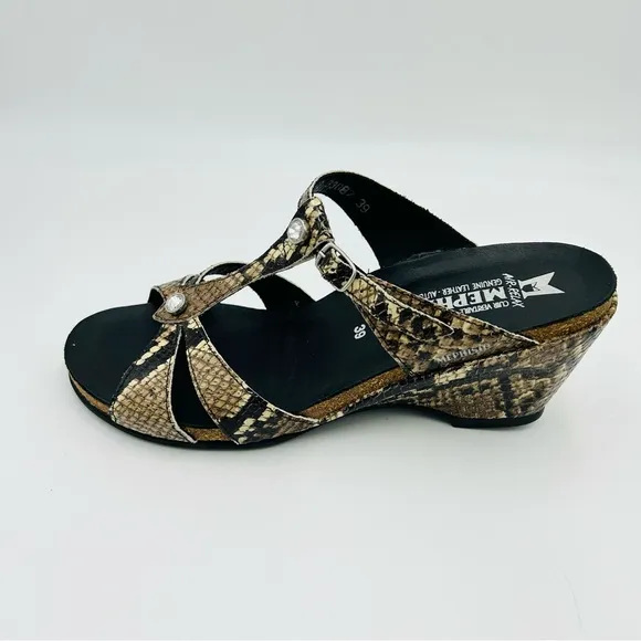 Mephisto shoes Nazili wedge sandals snakeskin pattern leather women size EU 39