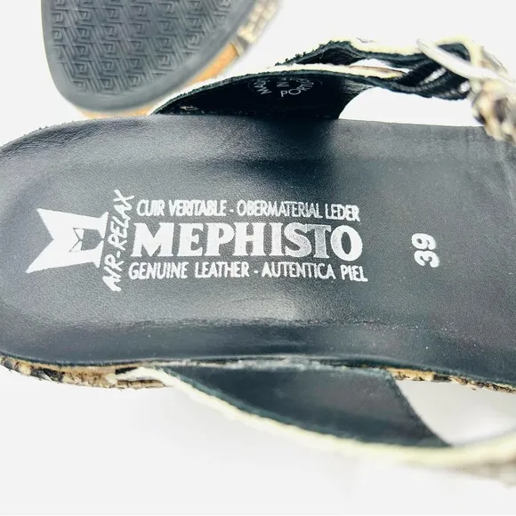 Mephisto shoes Nazili wedge sandals snakeskin pattern leather women size EU 39