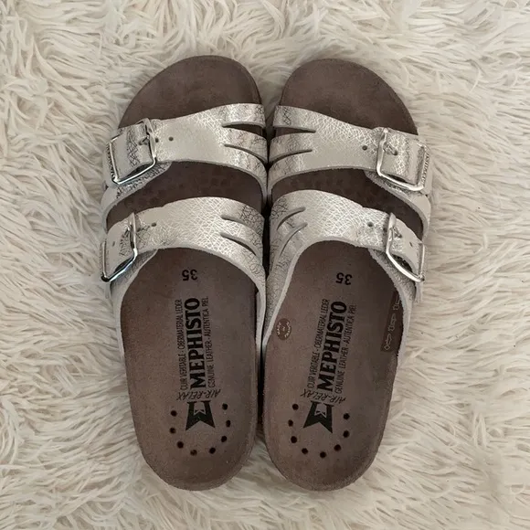 Mephisto Silver Leather Sandals