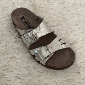 Mephisto Silver Leather Sandals